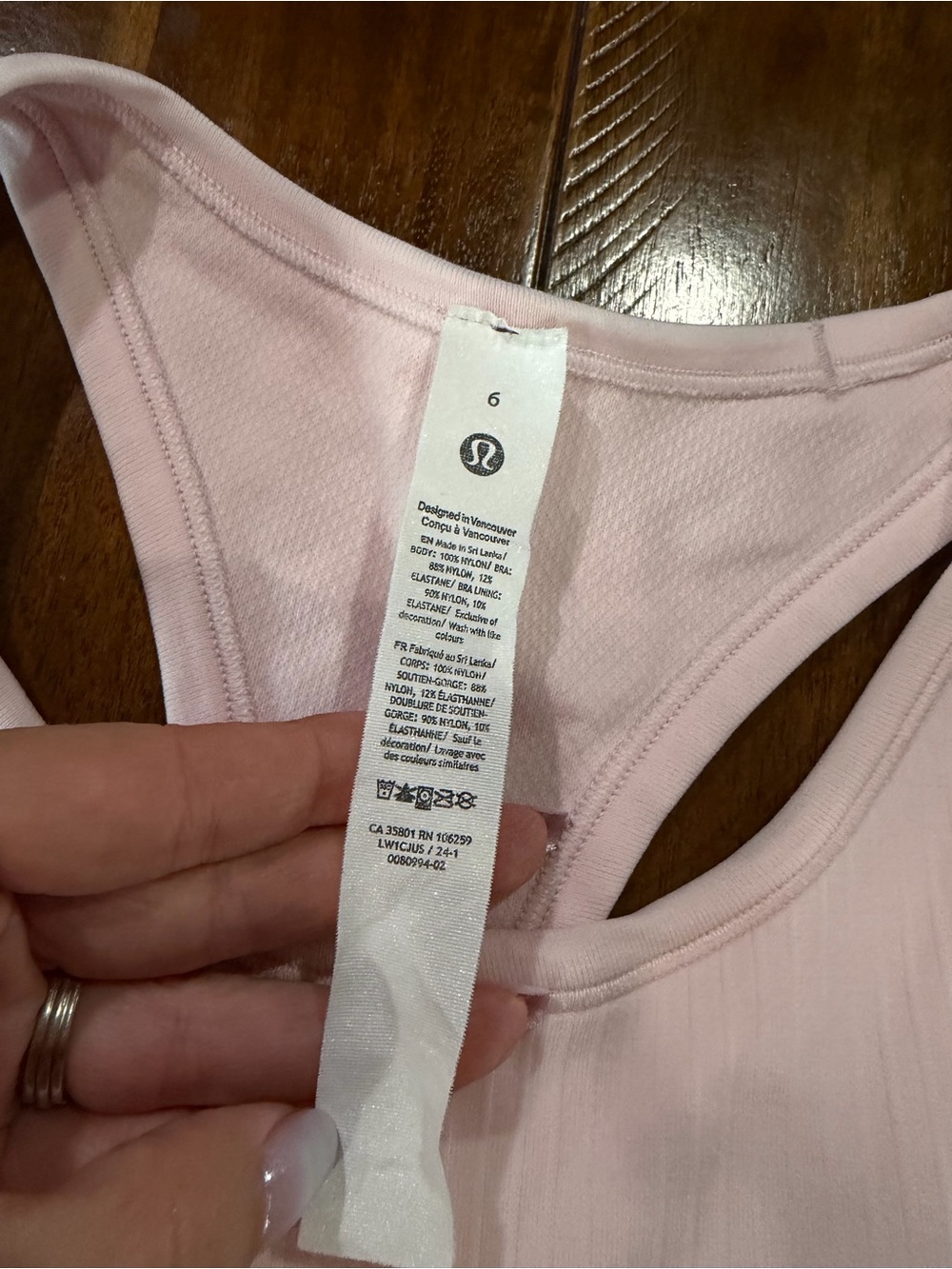 Lululemon Ribbed Racerback Crop tank- Light Pink - Picture 3 of 6
